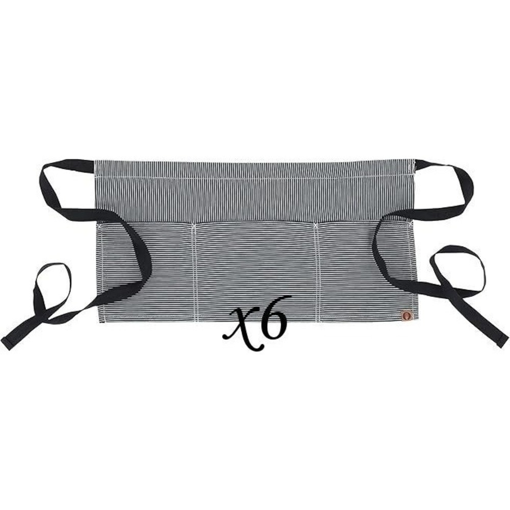 LOT: 6 Chef Works Unisex Portland Waitress Aprons w/ Pockets - Blue/White Stripe